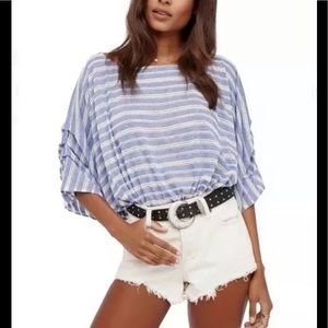 Free people oversized striped top blue S